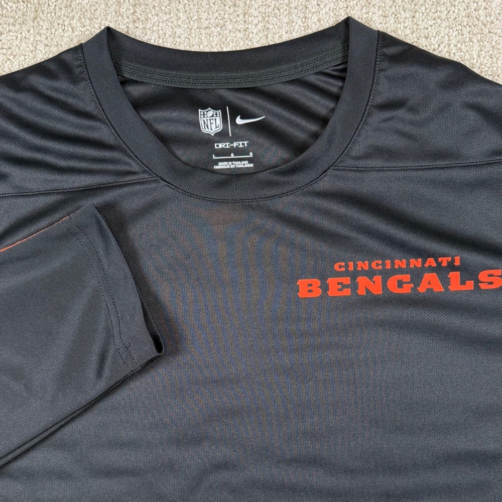 Nike Dri-Fit Mens Large Cincinnati Bengals Black Long Sleeve Performance Shirt